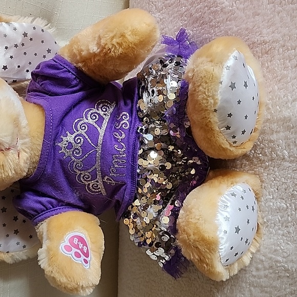 Build-A-Bear Jointed Bunny w/Purple Princess Top, Slvr Sequin/Purple Tulle Skirt - Picture 3 of 5
